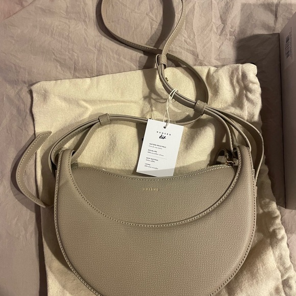 Polene Handbags - Polene Numéro Dix (Number Ten) in Monochrome Taupe Textured Leather Purse Bag